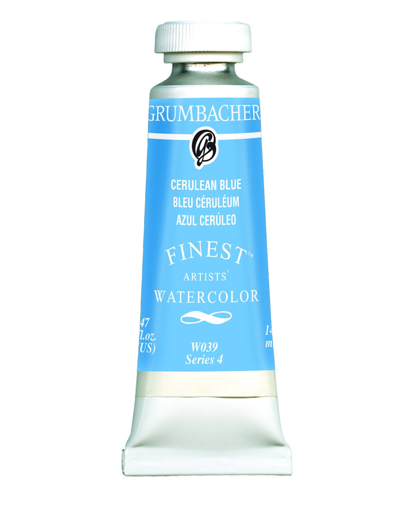 Grumbacher Finest Watercolor Paint, 14 ml/0.47 oz, Cerulean Blue