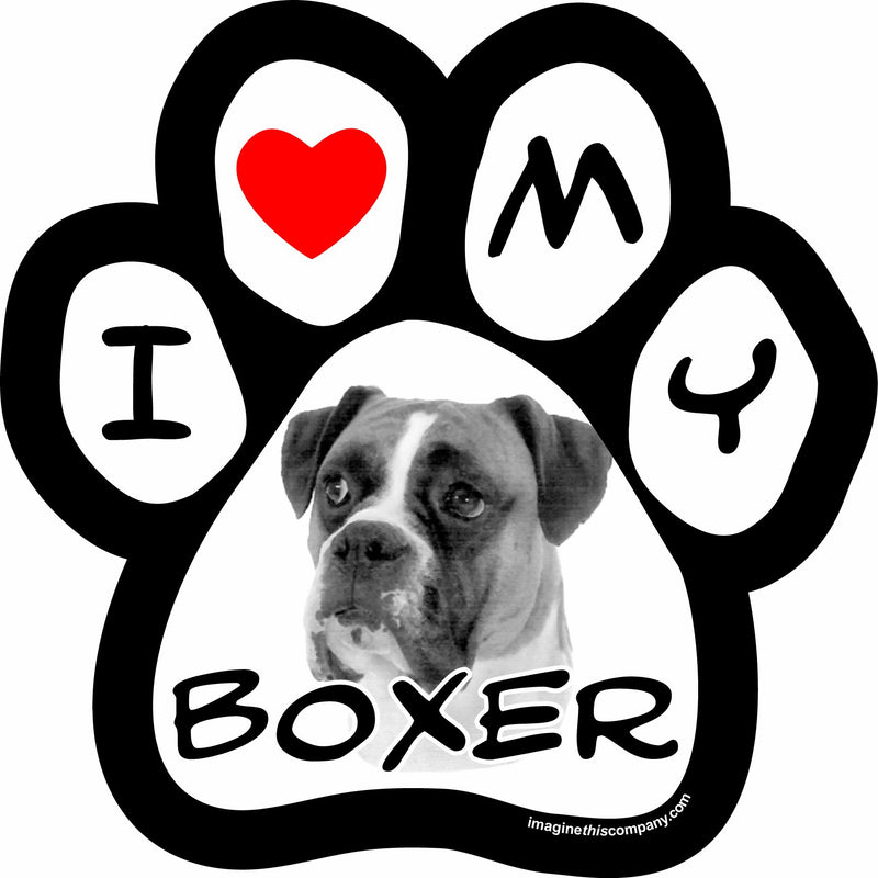 Imagine This 5-1/2-Inch by 5-1/2-Inch Car Magnet Picture Paw, Boxer