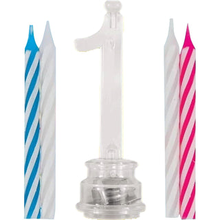 Unique Industries Multicolor Flashing Number 1 Cake Topper & Birthday Candle Set, 5pc