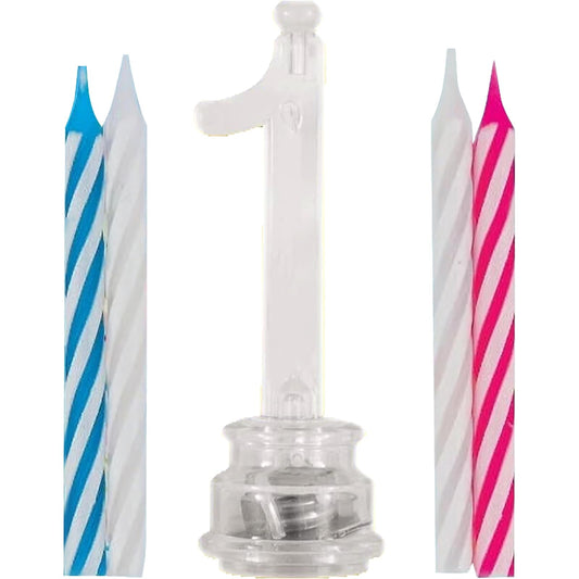 Unique Industries Multicolor Flashing Number 1 Cake Topper & Birthday Candle Set, 5pc