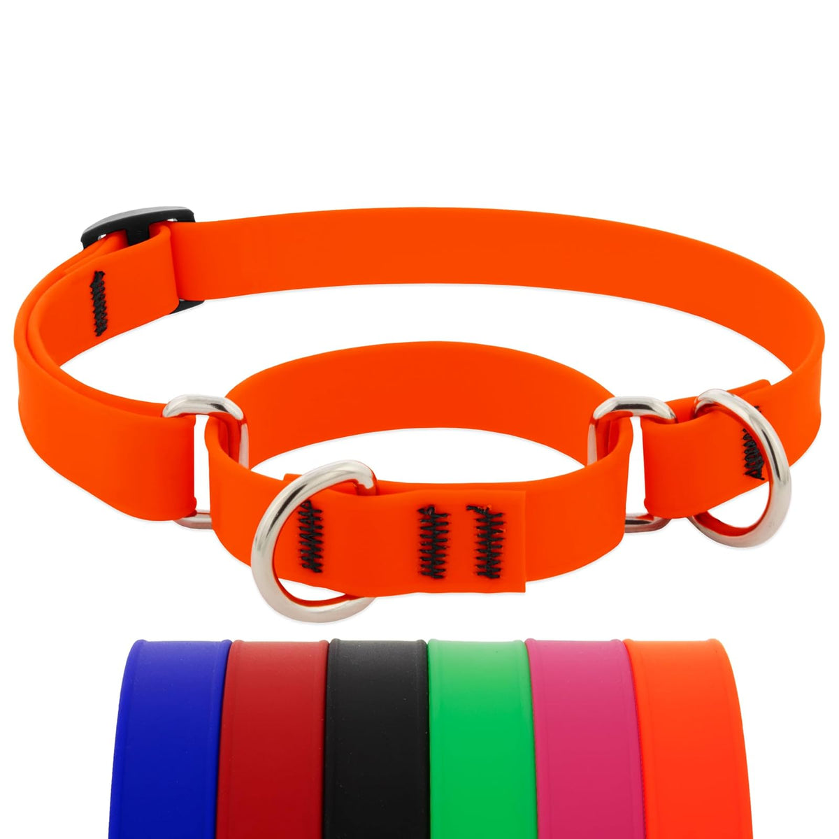 LupinePet Animal Collar, Small: Adjusts from 10 to 14 in, 3/4-in Wide, Neon Oran