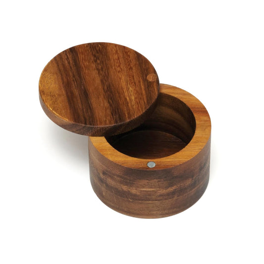 Lipper International Acacia Salt Box with Swivel Cover