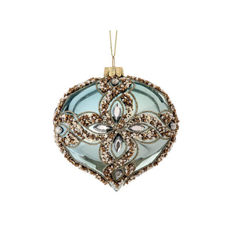 Regency International Hanging Ornament, 4", Aqua Silver