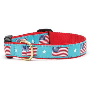 Up Country Animal Collar, 1” Width, Medium (12 to 18 inches), Flag Day