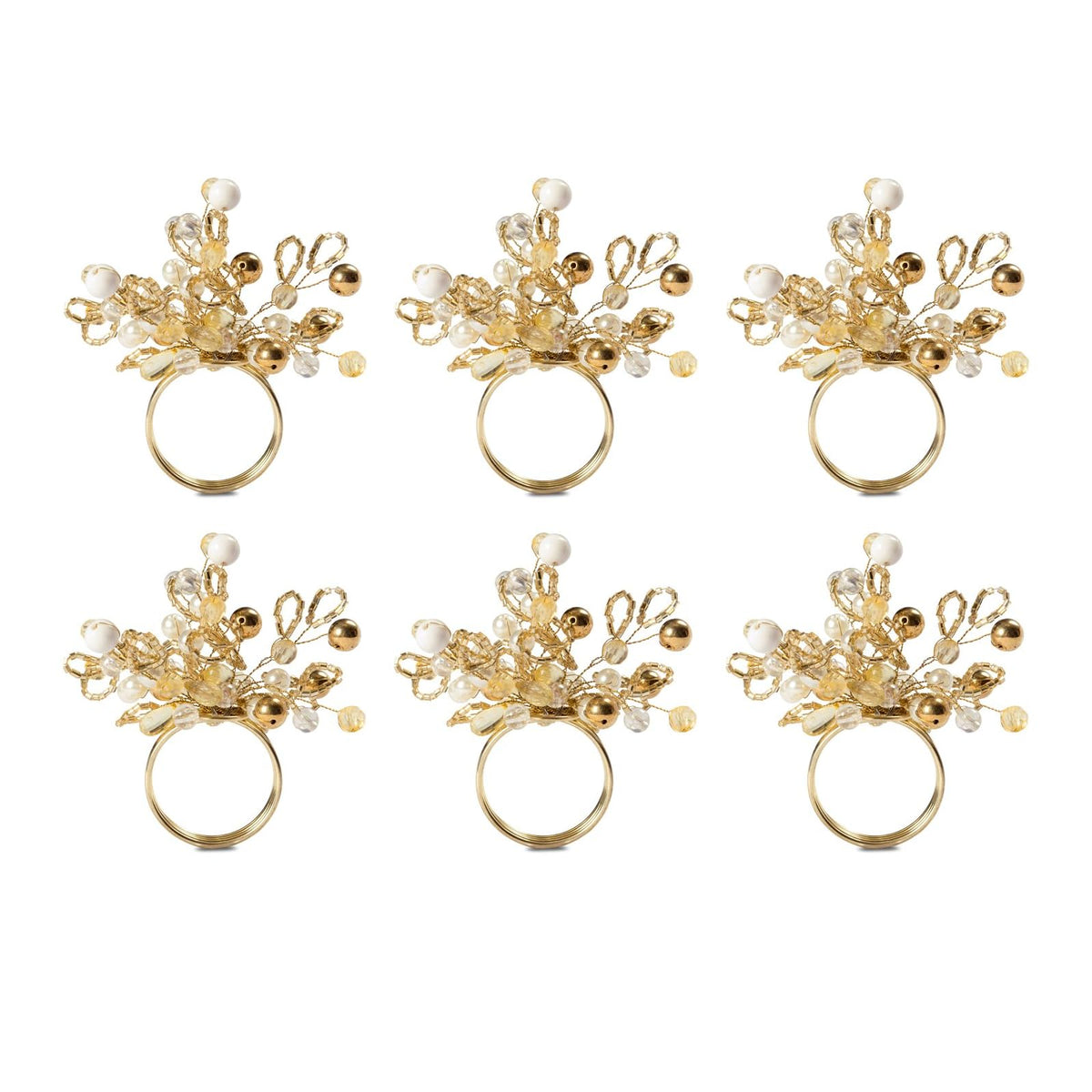 DII Napkin Ring, 4" Diameter, Gold Beaded Cluster