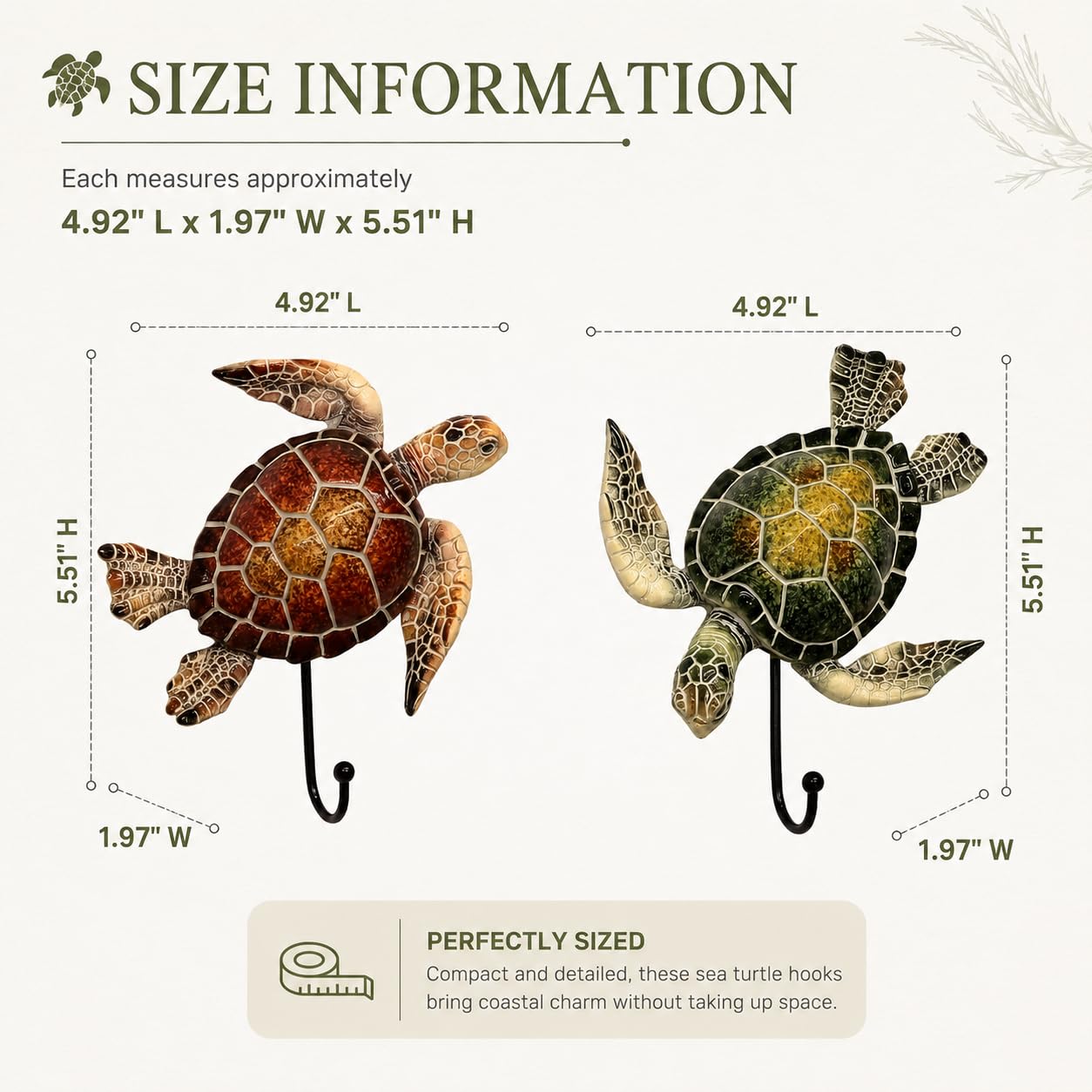 Comfy Hour Ocean Voyage with Sea Turtles Collection 5" Set Turtle Coastal Ocean Theme Decorative Wall Hanger, Polyresin