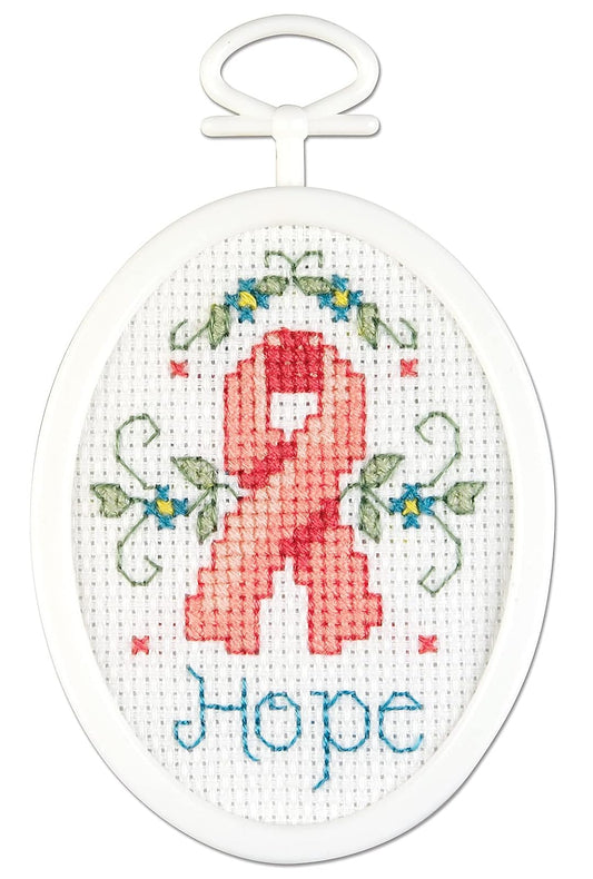 Design Works Crafts Janlynn 21-1528 Hope Mini Counted Cross Oval Stitch Kit, 2.75-Inch