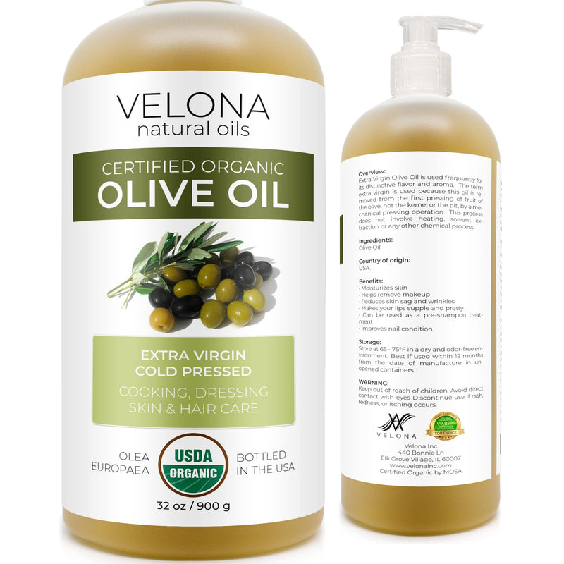 Olive Oil Extra Virgin Organic UNREFINED Cold Pressed VELONA (32oz)