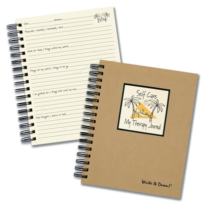 Write It Down series by Journals Unlimited, Guided Journal, Self Care, My Therapy Journal, Full-size 7.5"x9", Kraft Hard Cover, Made in USA