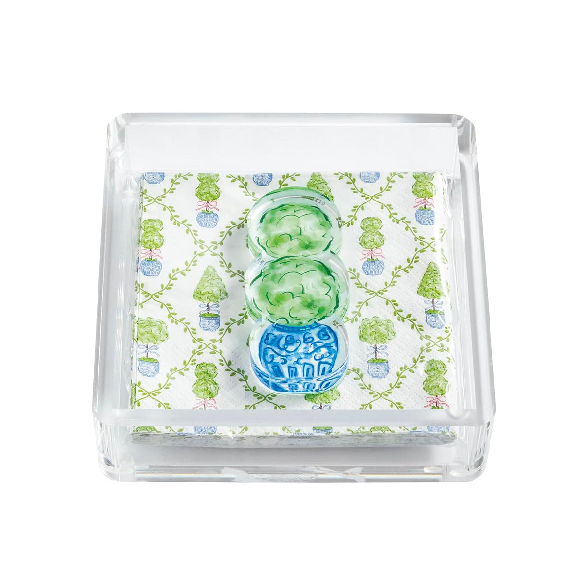 Mud Pie Napkin Holder, caddy 6" x 6", Green