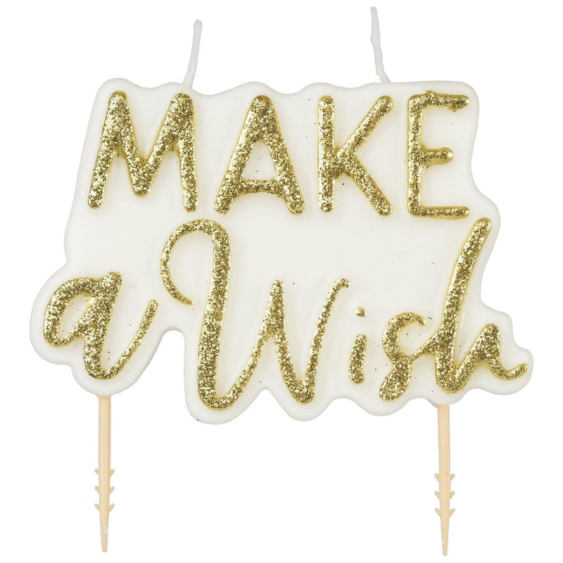 Make A Wish Plaque Candle 3.3" | Gold | 1ct