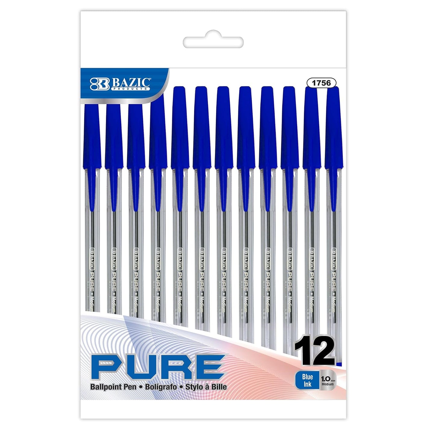 BAZIC Pure Blue Stick Pen (12/Pack)