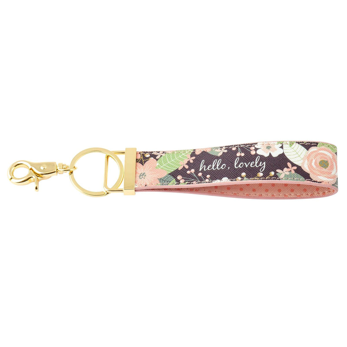 Karma Keychain, 5"Lx1.25"W, Charcoal Flowers