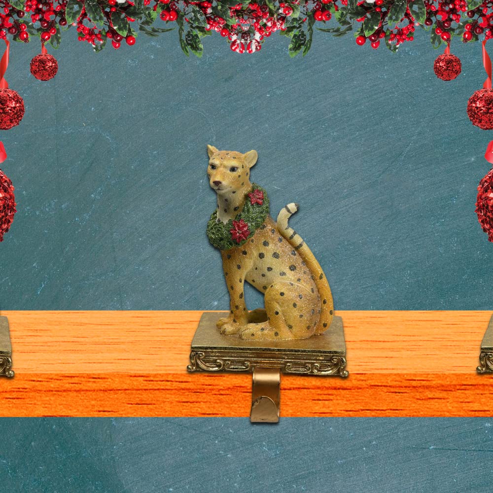 Comfy Hour Winter Holiday Home Collection Resin Cheetah Stocking Hanger with Metal Hook