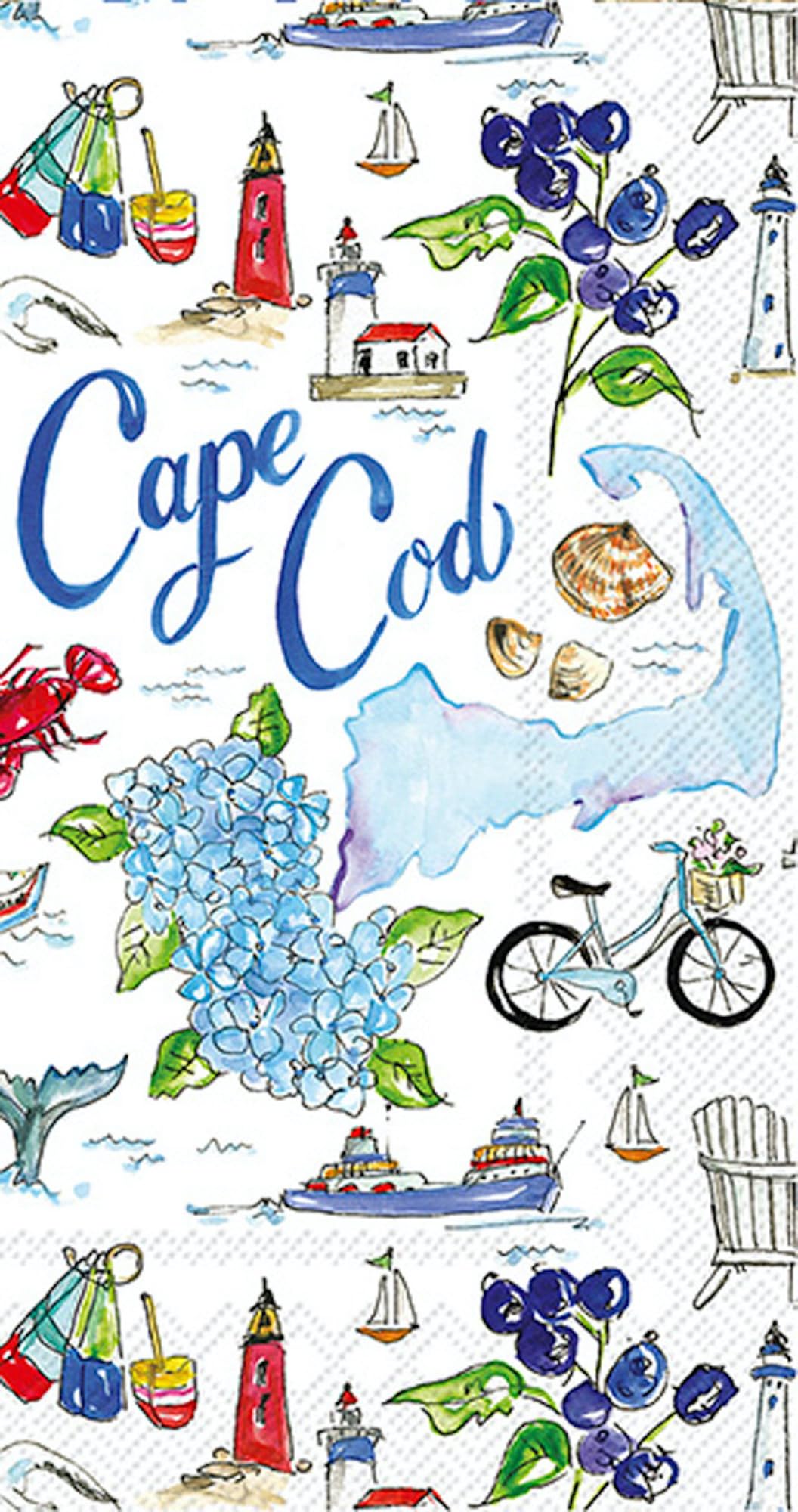 IHR Ideal Home Range Dinner Napkins Rosanne Beck State Collection Disposable 3-Ply Paper Hand Towels, 8.5" x 4.5", Cape Cod, 16-Count