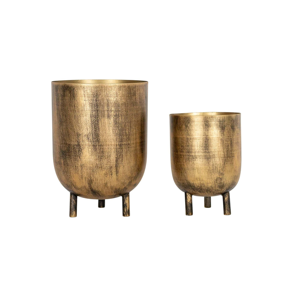 Foreside Home & Garden Set of 2 Footed Planters Brass Metal