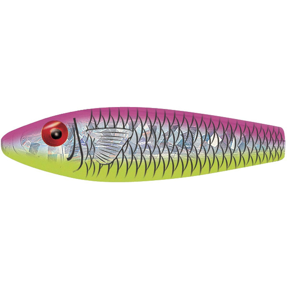 MirrOLure Fishing Hook, 3 5/8in 1/2oz, Fh Pk Bk/Cht/Silver