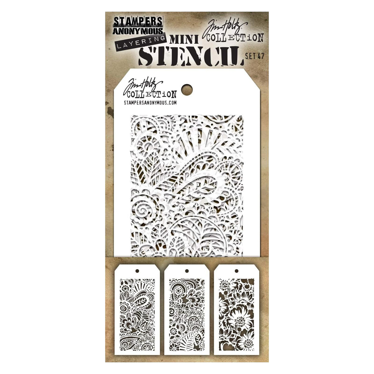 Tim Holtz Template Stencil, 3.5x7.5 inches, Set #47