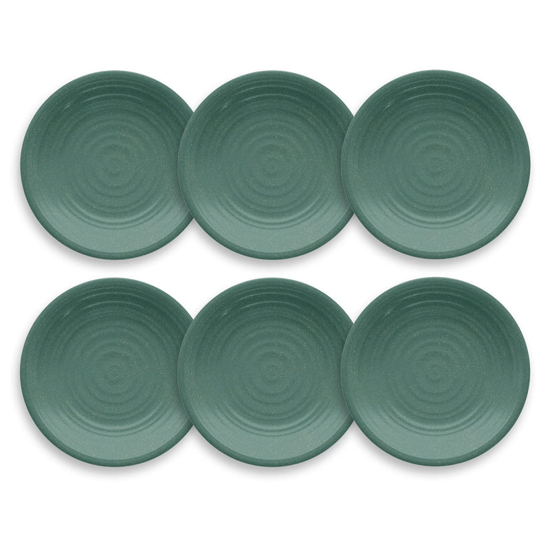 TarHong Planta Artisan Solid Salad Plate, 8.5", Planta (Majority Plant Based with Melamine Binder), Shatterproof, Indoor/Outdoor Entertaining, Set of 6, Matte Teal