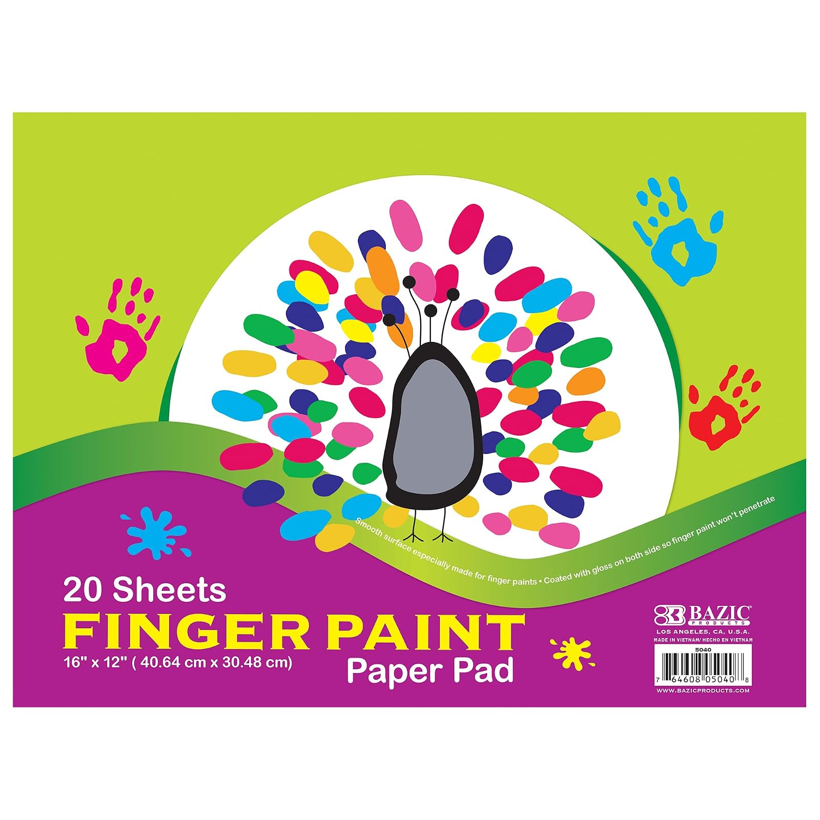 BAZIC 20 Ct. 16" X 12" Finger Paint Paper Pad