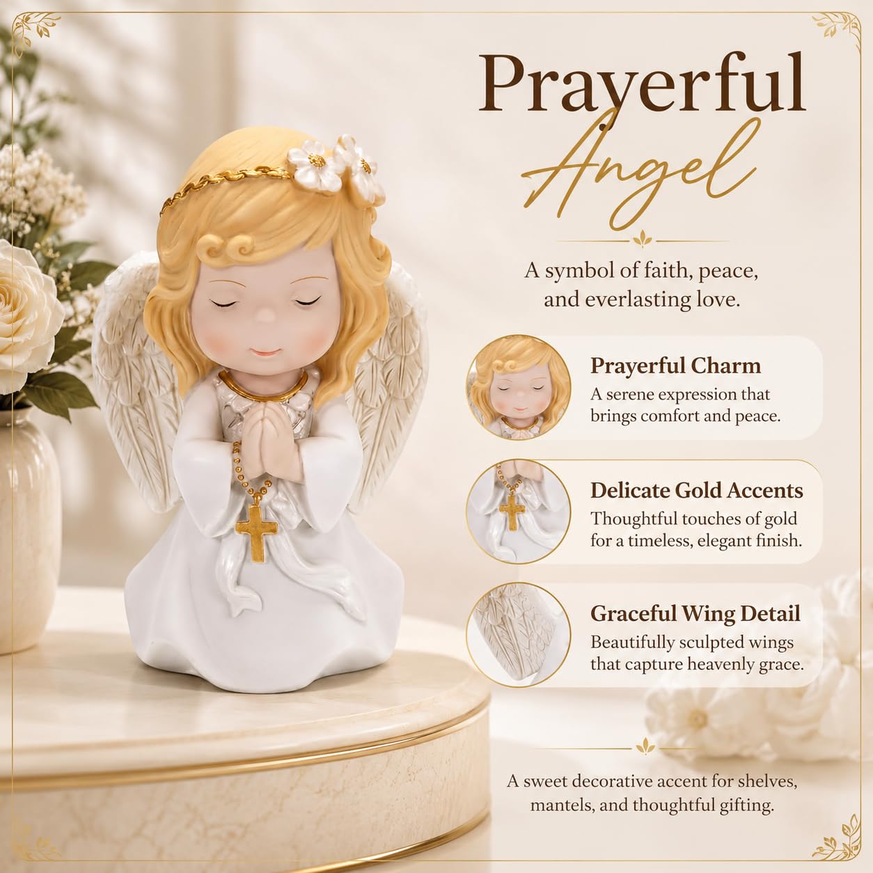 Comfy Hour 5 Inch First Communion Praying Angel Figurine, Keepsake