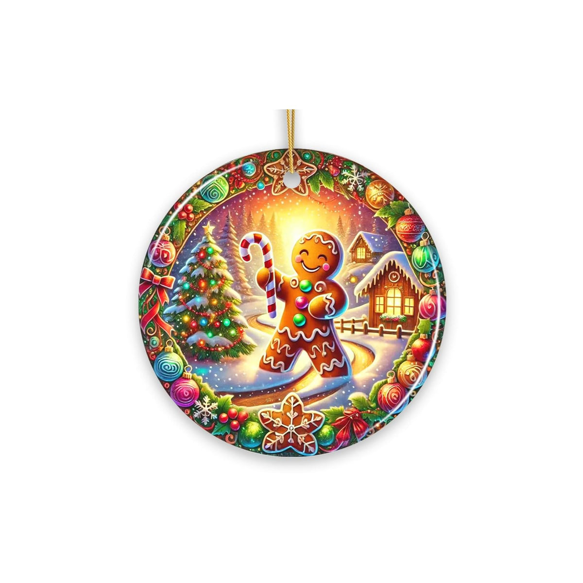 OrnamentallyYou Hanging Ornament, Enchanting Gingerbread Man in a Christmas Vill