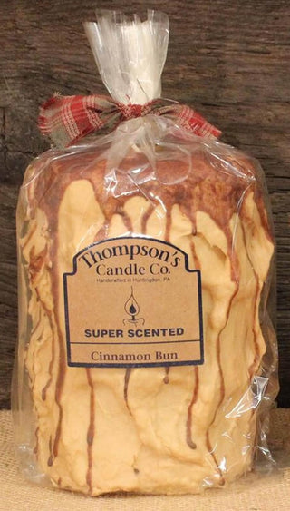 Thompson's Candle Co Super Scented LG (44 oz) Pillar 200 Hrs "Cinnamon Bun"