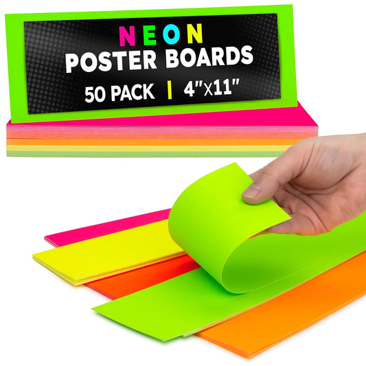 Hygloss Card Stock, 4 x 11-Inch, Assorted Neon Colors