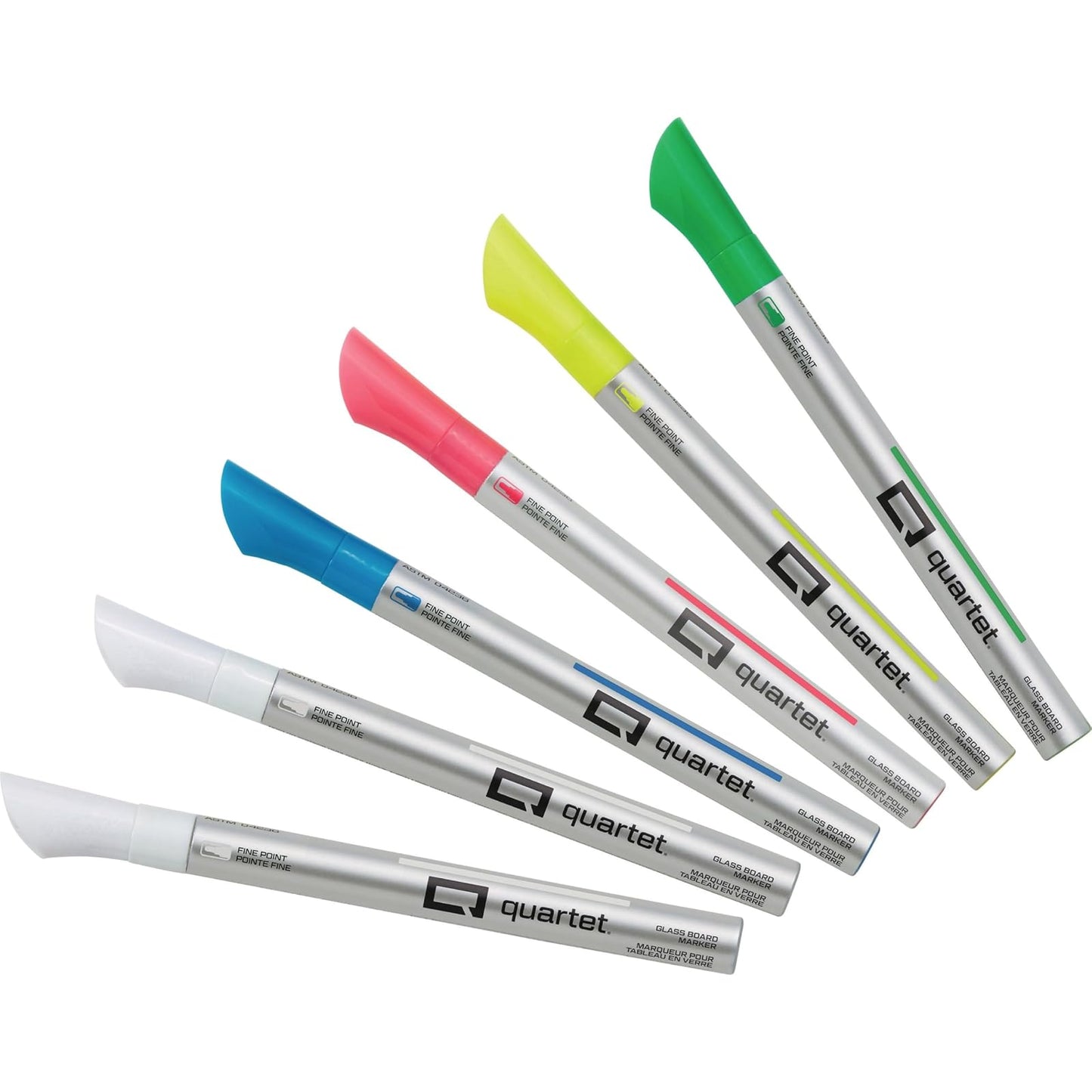 ACCO (Office) Quartet Glass Dry Erase Markers, Whiteboard Markers, Fine Tip, White and Neon Colors, 6 Pack (79558Q)