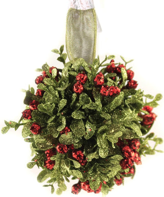 Ganz 5 Inch Mistletoe Kissing Ball Ornament,Red,5" Dia.