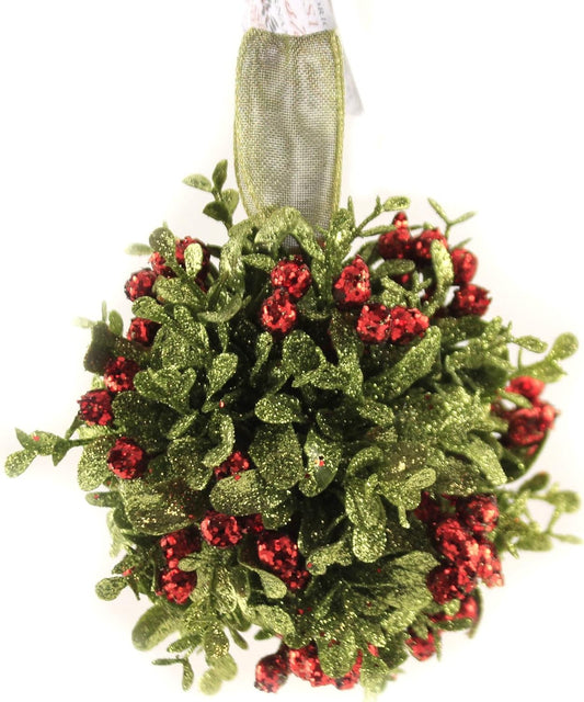 Ganz 5 Inch Mistletoe Kissing Ball Ornament,Red,5" Dia.
