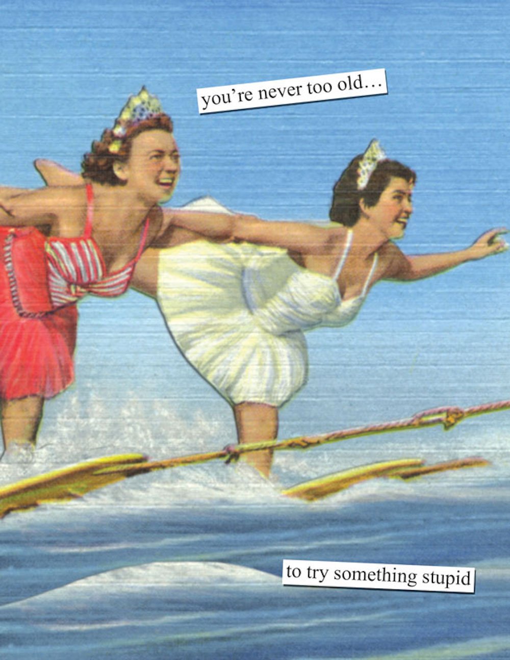 Anne Taintor Birthday Cards Funny Vintage Retro Greeting Card for Her, 4.25" x 5.5", You're Never Too Old To Try Something Stupid