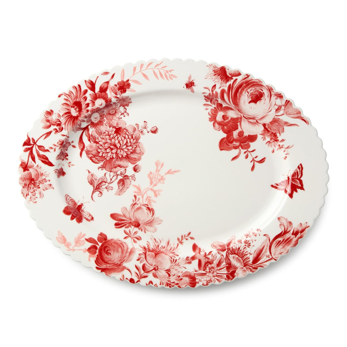 Certified International Dishware Plate, 16 x 12 inches, Rose and White