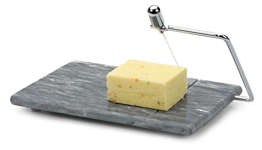 RSVP International Grey Marble Cheese Slicer & Cutter, 5" x 8" | Cut Cheeses, Meats, & Other Appetizers | Each Piece Unique in Marble Coloring | Cut & Slice with Elegance