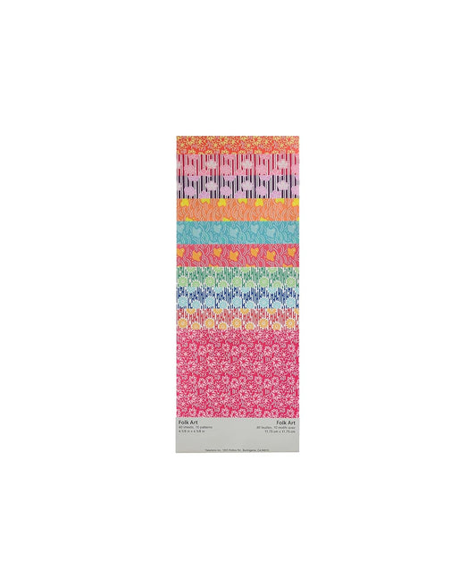 Yasutomo Fold'ems Origami Paper 10 chiyogami folk patterns 4 5/8 in. pack of 40