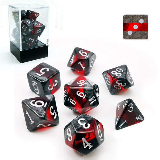 Bescon Dice Mineral Rocks GEM Vines Polyhedral D&D Dice Set of 7, RPG Role Playing Game Dice 7pcs Set of Ruby