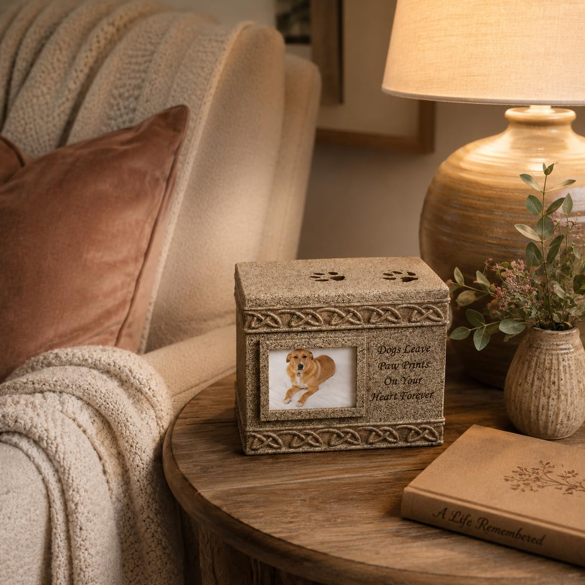 Comfy Hour 6 Inch Pet Urn for Dogs Ashes, Photo Frame Memorial