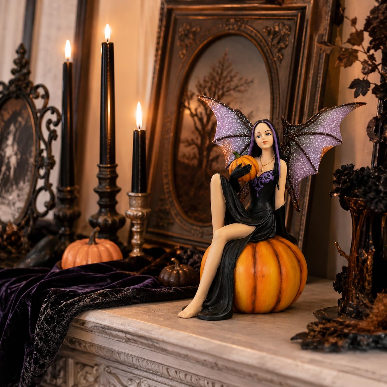 Comfy Hour 5.9 Inch Witch Fairy Figurine, Pumpkin Gothic Statue