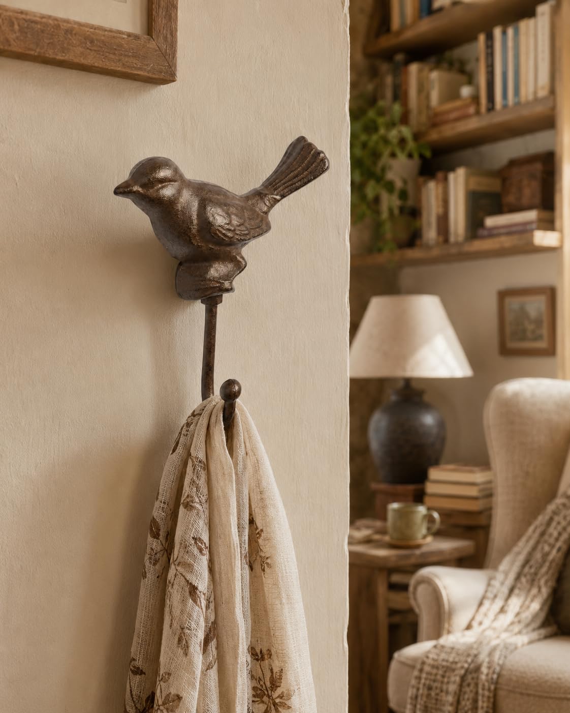Comfy Hour 5 Inch Bird Wall Hook, Vintage Sparrow Hanger, 1 Pack