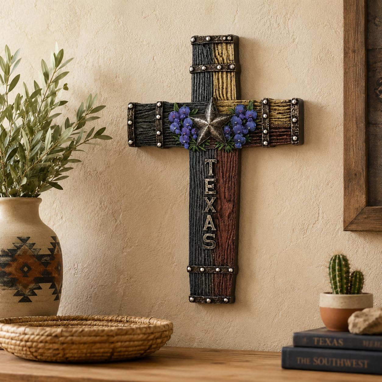 Comfy Hour 14 Inch Texas Cross for Wall, Lone Star Decor, 1 Piece