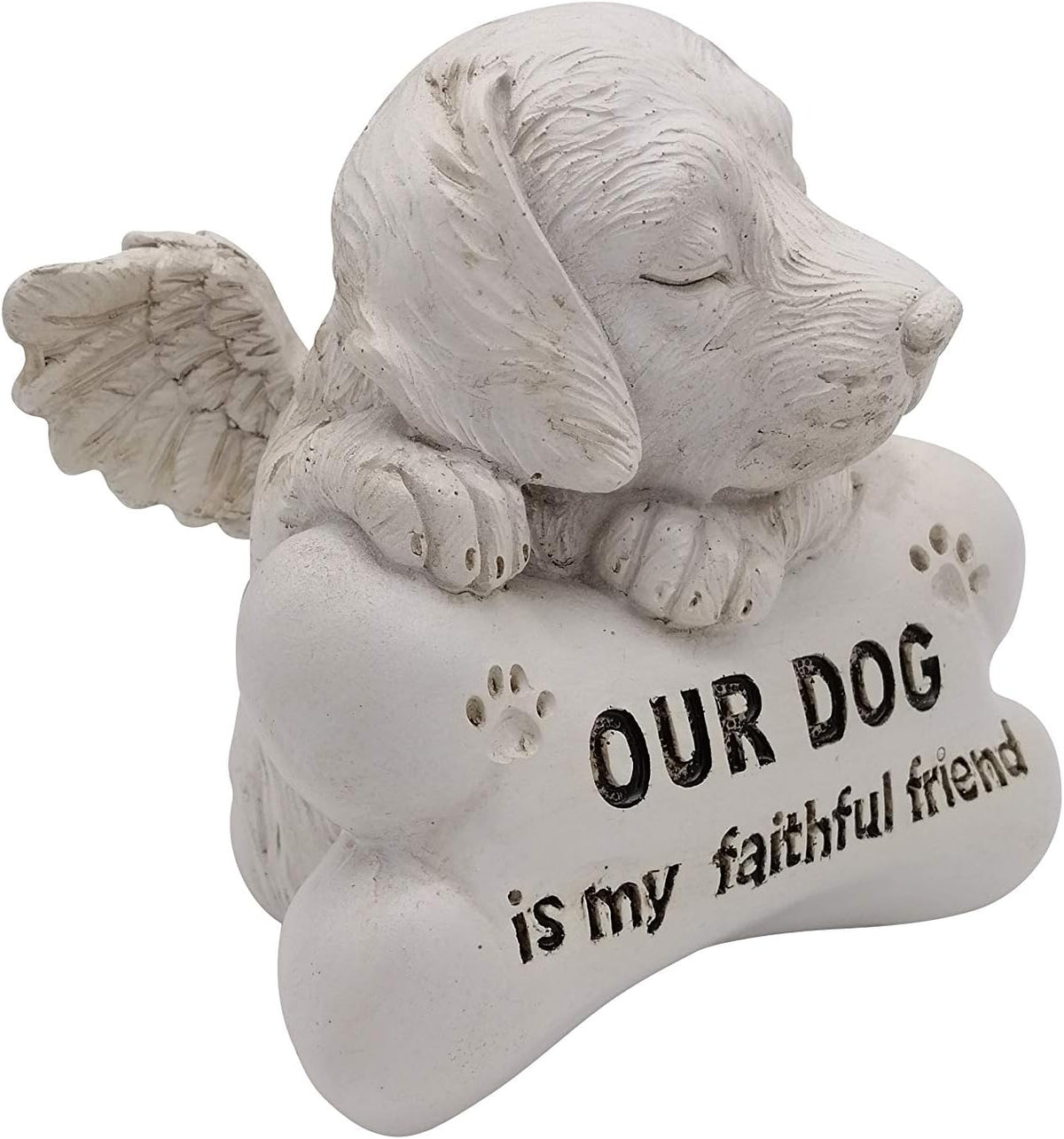 Comfy Hour Pet In Loving Memory Collection 5" Sleeping Dog Angel On Bone Figurine - in Memory of My Best Friend Bereavement, Light Gray, Polyresin