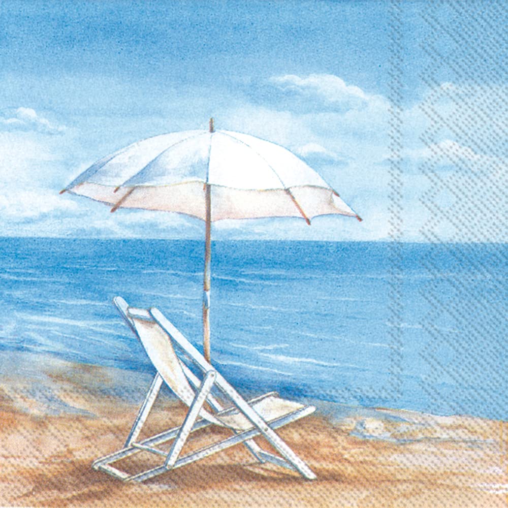 ihr SINCE 1977 Disposable Napkin, 20-Count Cocktail Size, Blue Horizon