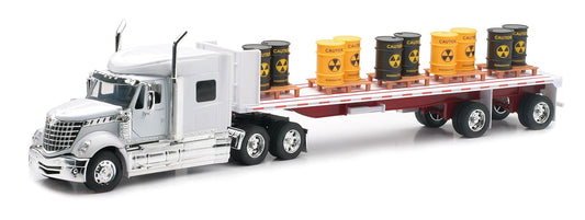 New Ray Toys International Lonestar Flatbed with Radioactive Waste Barrels 1/32 Scale Model Toy Truck