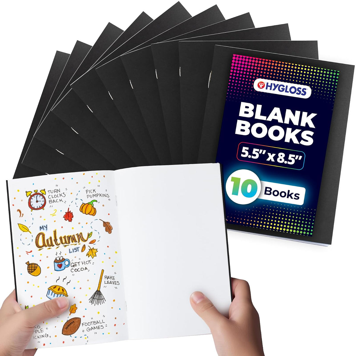 Hygloss Blank Book, 5.5 x 8.5-Inch, Black