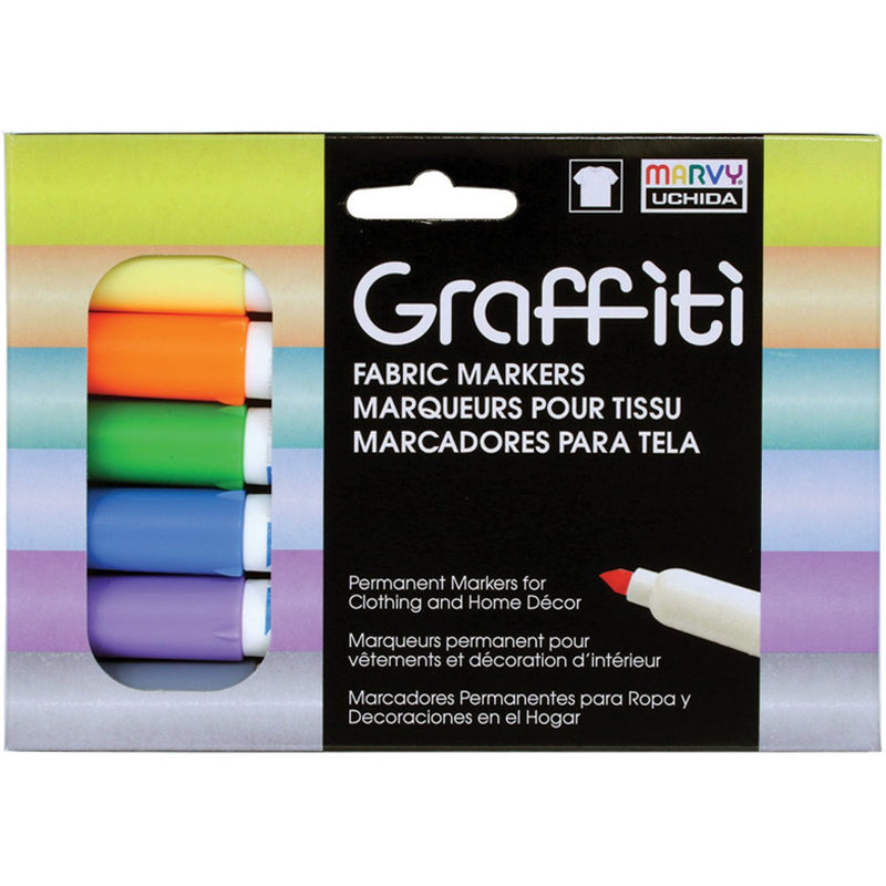 UCHIDA Pastel 6 Pack Graffiti Fabric Marker Set