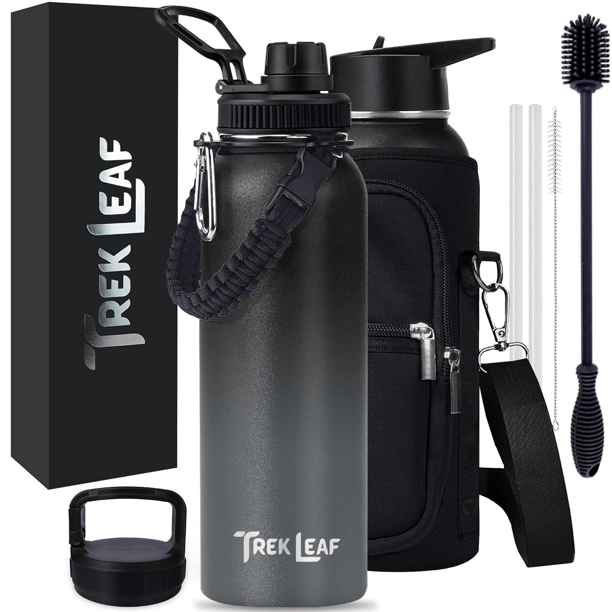 Trek Leaf Bottle, 40 Ounces, Charcoal Fog