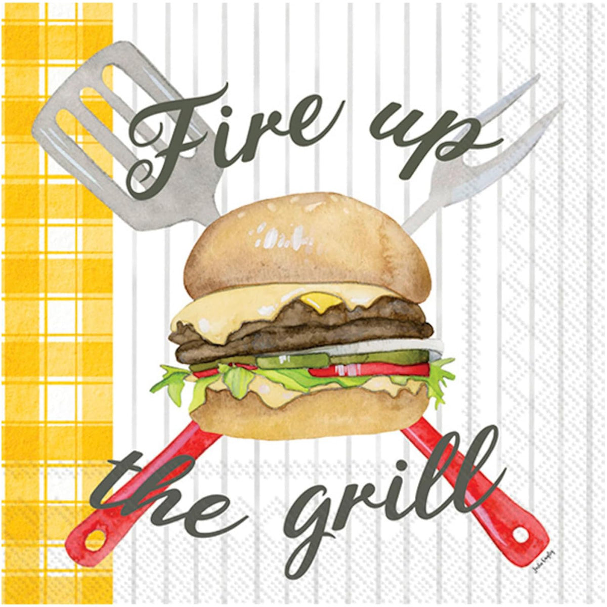 ihr SINCE 1977 Disposable Napkin, 5" x 5", Fire Up The Grill