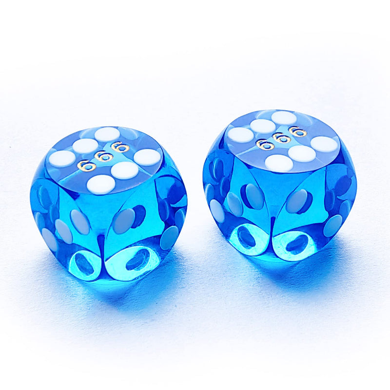 Bescon Professional Precision Dice Round Corner 5/8" (16mm) with Random Serial Number, Precision Cut Dice 16MM Gem Blue, 2pcs Set