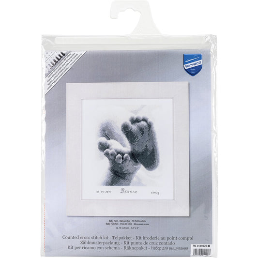 Vervaco Counted Cross Stitch Kit Little Baby Feet 7.2" x 8"