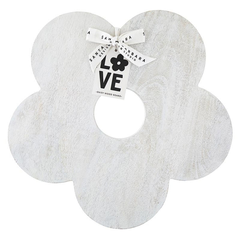 Santa Barbara Design Studio Mango Wood Charcuterie Boards Cheese Board Round Wine Holder Cutting Board, 17.5"L x 17" W x 0.75" D, Daisy Shape